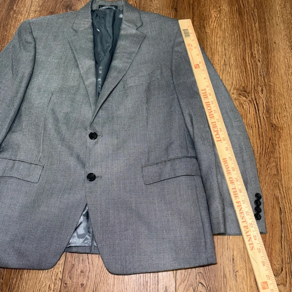 Lauren Ralph Lauren Mens 42S Blazer Gray Micro Check 2 Button Sport Coat Jacket